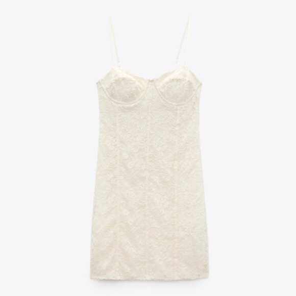 ZARA Lace Bodycon Mini Dress Size S - Picture 3 of 6
